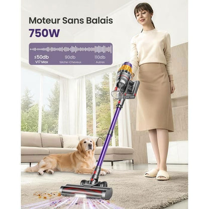 Aspirateur Balai sans Fil - MAUOKE - 750W - 80 Min Autonomie - 2,6 L Capacité - Filtre HEPA Double