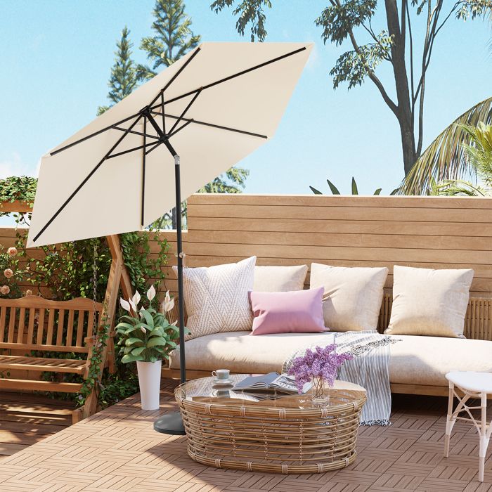 WOLTU Parasol de Jardin Hexagonal,240cm,Parasol Inclinable avec Manivelle,pour Balcon,Terrasse,Plage,Anti-UV,Beige