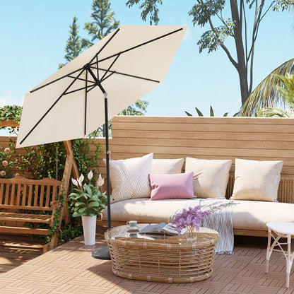WOLTU Parasol de Jardin Hexagonal,240cm,Parasol Inclinable avec Manivelle,pour Balcon,Terrasse,Plage,Anti-UV,Beige