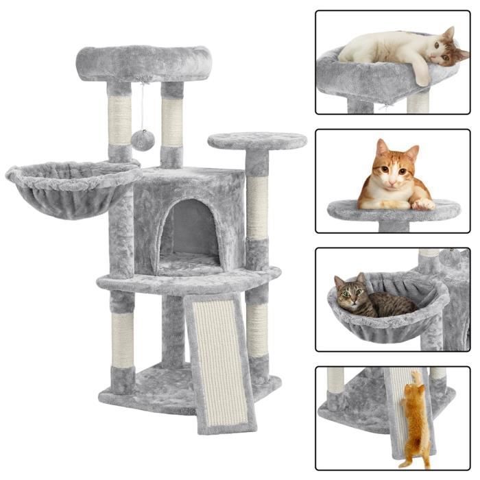 Yaheetech Arbre à Chat en Sisal Griffoir Grattoir Tour de Jeux pour Chat avec Centre d'activités Arbre a Chat Hauteur 107cm Rose