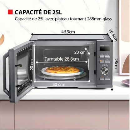 Micro-ondes combin pose libre MW3-SAC26SF(BK) 26L, 900W  Gril 1000W  Convection 2100W - Connection WiFi & Friteuse sans huile