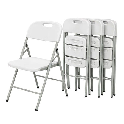 Lot de 2 Chaises pliantes blanches Plastique renforcé Chaise Camping Terrasse Réceptions KZGarden