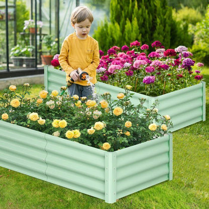 Bac Potager Surélevé en Acier, Carré Potager Métal Anti-Rouille, Sans Fond, Forme Ovale, Montage Facile, Beige, 300*120*45cm
