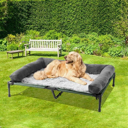 BingoPaw Lit de Camp pour Chien XXL Lit Surélevé Chien Grande Taille Transat Chien Extérieur 130 x 90 x 18cm