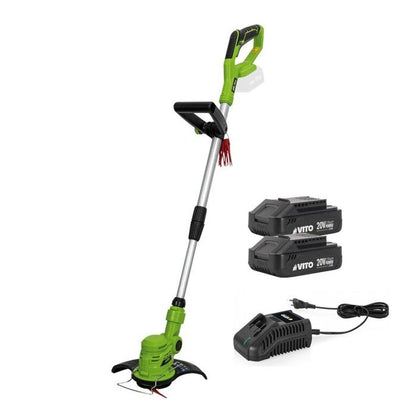 Coupe Bordure sans fil avec Batterie 20V 3.0AH + Chargeur + Jeu de 20 lames coupantes Mat télescopique VITO