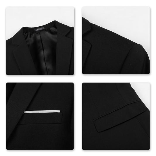 Allthemen Costume Homme Mariage Blazer Affaire Cérémonie Slim fit Veste et Pantalon Deux pièce Noir