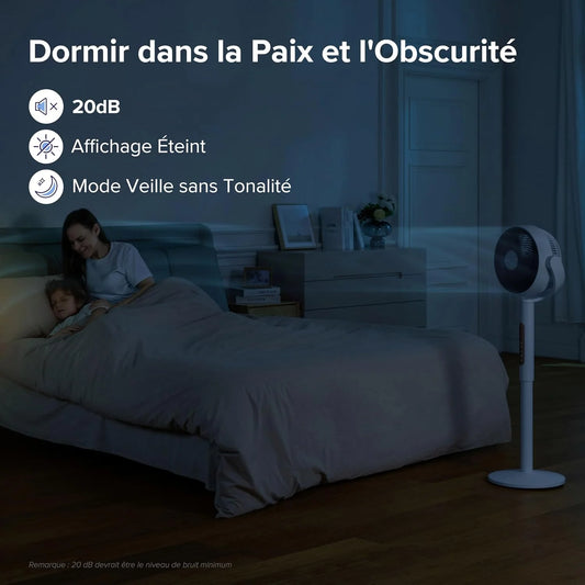 LEVOIT Ventilateur sur Pied 20 dB Silencieux, Puissant 2465 m³/h, Flux d'air 7.5 m/s, avec Télécommande, Oscillant 90°+120°,4 Modes 12 Vitesses, Minuterie 12h, Réglage Hauteur Circulation d'Air