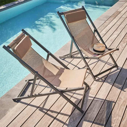 Lot de 2 transats en aluminium anthracite Santiago - Oviala