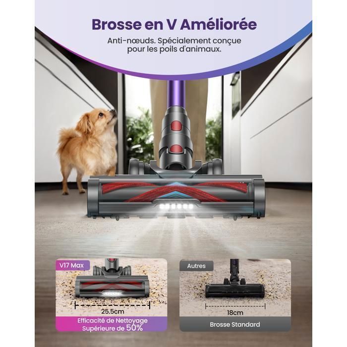 Aspirateur Balai sans Fil - MAUOKE - 750W - 80 Min Autonomie - 2,6 L Capacité - Filtre HEPA Double