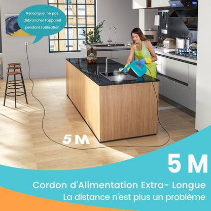 Nettoyeur Vapeur à Main 1500W Punaises de Lit COSTWAY-Réservoir 400 ml-2 Bar-14 Accessoires-125 ℃-Verrou de Sécurité Enfants-Bleu