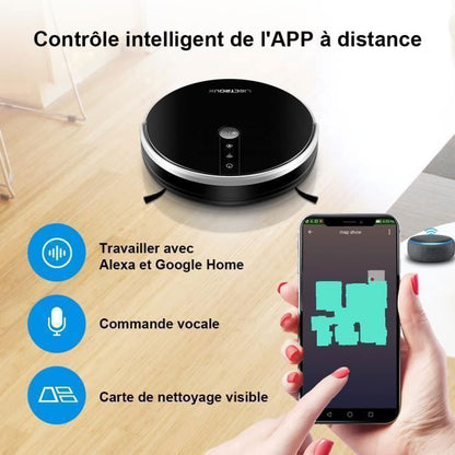 LIECTROUX C30B - Aspirateur Robot Gyro 4000Pa - 120min - APP - Brosse Centrale - Bac séparé poussière & eau - Silencieux - Animaux
