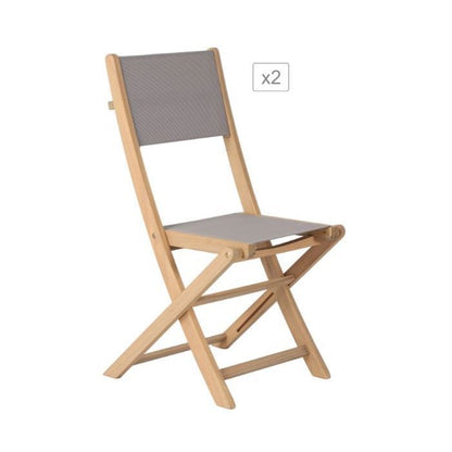 Lot de 2 chaises de jardin RIMINI en bois d'acacia FSC et textilène taupe