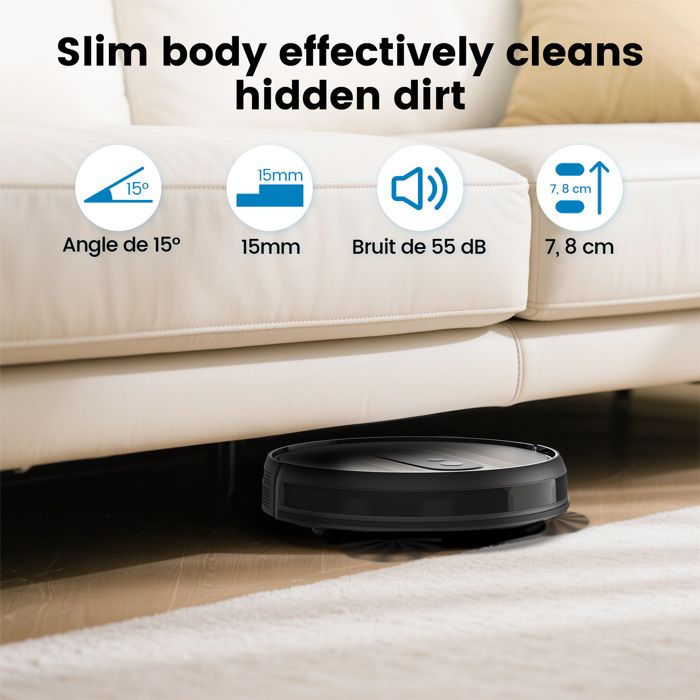 AIRROBO P20 Aspirateur Robot sans fil 4000 Pa - Spécial Poils d'Animaux - Autonomie 120 Min - Compatible App et Alexa
