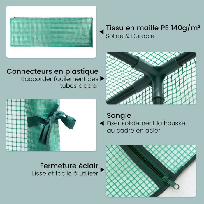WOLTU Serre de Jardin avec Bâche PE Renforcée Imperméable, Serre d'hivernage Murale adossée, 200x100x210cm, Vert W0UETT0053