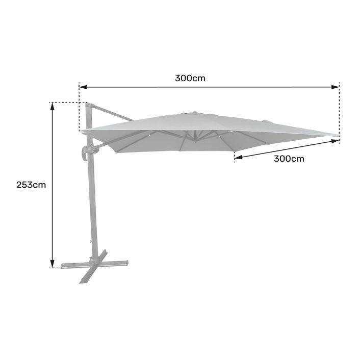 Parasol déporté MOLOKAI carré 3x3m noir + housse