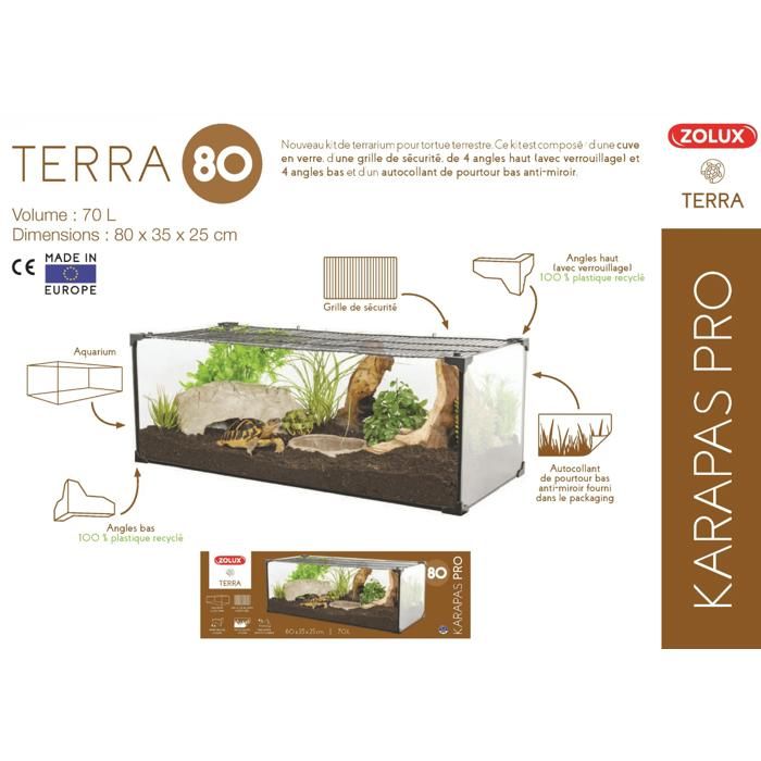Terrarium tortue Karapas Terra 80 Pro noir - Zolux Noir