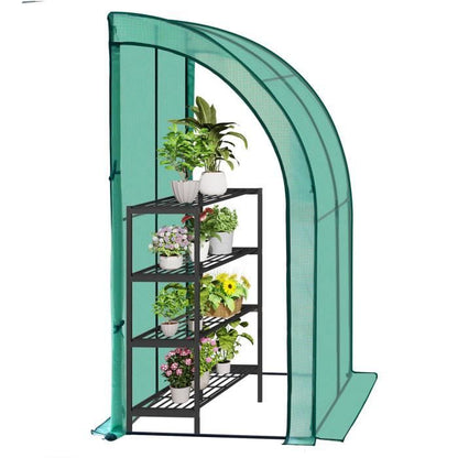 WOLTU Serre de Jardin avec Bâche PE Renforcée Imperméable, Serre d'hivernage Murale adossée, 200x100x210cm, Vert W0UETT0053