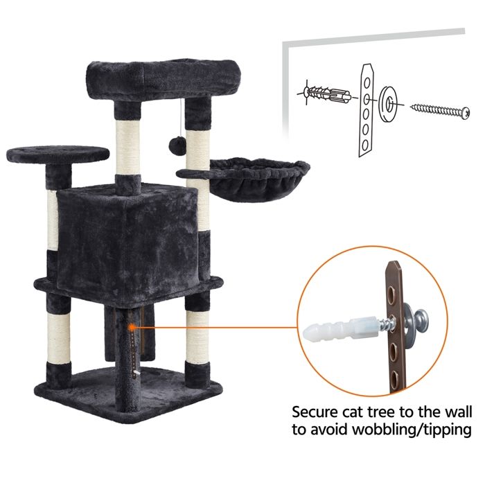 Yaheetech Arbre à Chat en Sisal Griffoir Grattoir Tour de Jeux pour Chat avec Centre d'activités Arbre a Chat Hauteur 107cm Rose