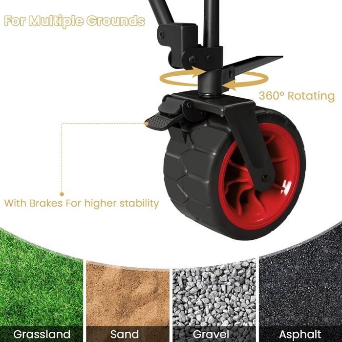 WOLTU Chariot de Jardin avec Plateau Amovible, Roues larges, Charge 120kg, Chariot Plage, Tissu Oxford+Acier, Noir+Blue W0UETT0104