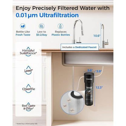 Waterdrop 10UB Système de Filtre à Eau Sous Évier avec Robinet Dédié, 11K Gallons de Filtration D'eau de Grande Capacité