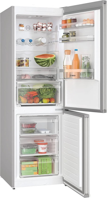 Bosch KGN367LDF- Série 4, Réfrigérateur combiné pose-libre,186 x 60 cm, Inox