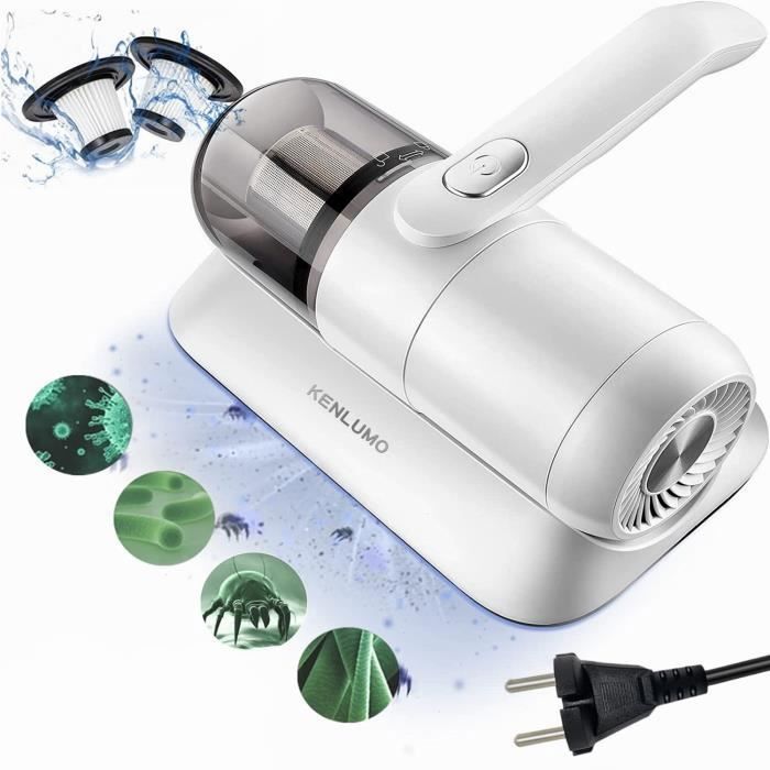 KENLUMO Matelas aspirateur Anti acariens,500W,15 Kpa,élimination de 99,9% des allergènes,lampe U-V,ultrasons, pour Lit,Canapé,tapis