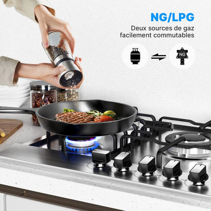 Plaque de Cuisson Gaz - WEHIMO - 4 Feux - Inox - Encastrable - L59 x P51 cm