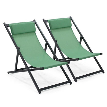 Lot de 2 transats en aluminium anthracite Santiago - Oviala