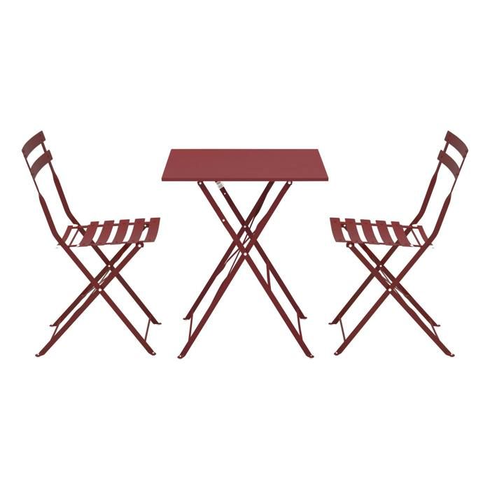 Table de jardin et 2 chaises acier 60 cm vert cactus Rome - Oviala