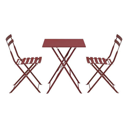 Table de jardin et 2 chaises acier 60 cm vert cactus Rome - Oviala