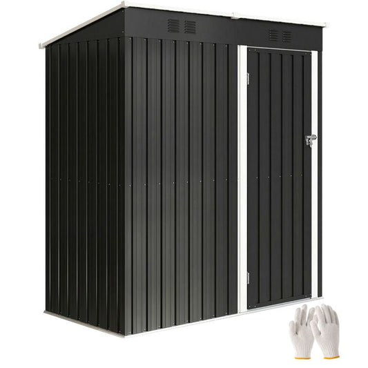 Abri de jardin métal - armoire de jardin adossable - Outsunny - 2 grilles d'aération toit incliné - 163x90x179cm - gris anthracite