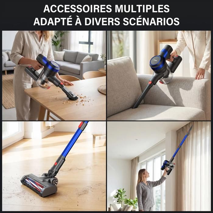 Aspirateur balai - STANEW - 45000Pa/550W - Pliable 180° - 40 min autonomie - Brosse anti-emmêlement