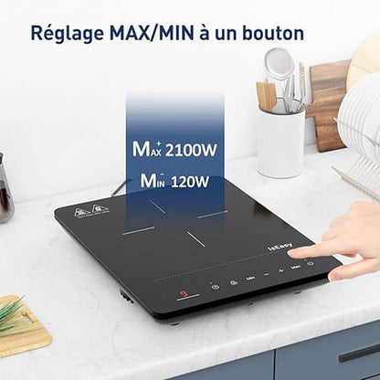 Plaque à Induction - ISEASY - 4 Foyers - 6800W - Écran Tactile - Verre Trempé