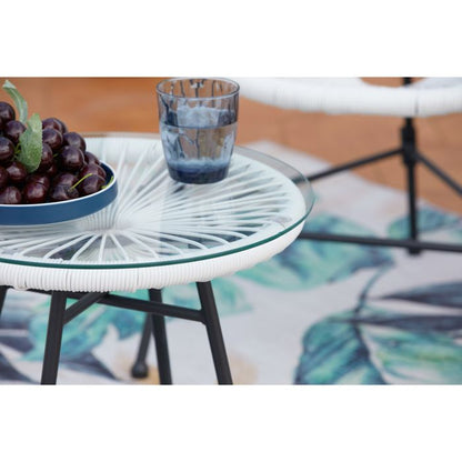 Acapulco : Ensemble 2 fauteuils oeuf + table basse gris clair