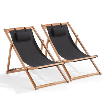 Lot de 2 chiliennes eucalyptus noir Socoa - Oviala
