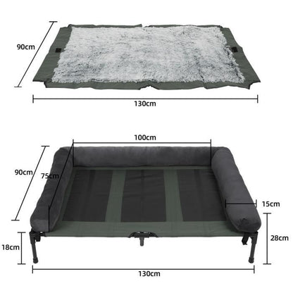 BingoPaw Lit de Camp pour Chien XXL Lit Surélevé Chien Grande Taille Transat Chien Extérieur 130 x 90 x 18cm