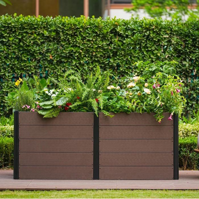 Garvee BAC A FLEUR ,Potager sur Pieds Surélevé avec Bâche en Filet,  Jardinière Surélevée en Métal avec Serre, Beige ,180x90x30cm