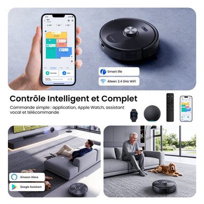 PROSCENIC Q8 Max- Aspirateur Robot Laveur 3 en 1 -Station Auto-Vidage 4L-12000 Pa -Navigation LiDAR -Idéal Poils d'Animaux -Connecté