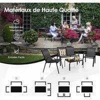 COSTWAY 4 PCS Ensemble Table et Chaises de Jardin Extérieur, Chaises et Causeuse avec Siège en Tissu, Plateau en Verre Trempé, Bleu