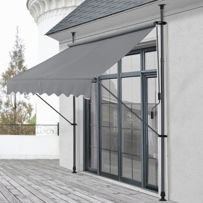 Store Banne Téléscopique Acier Polyester 200 x 120 x 220-309 cm Gris Ardoise