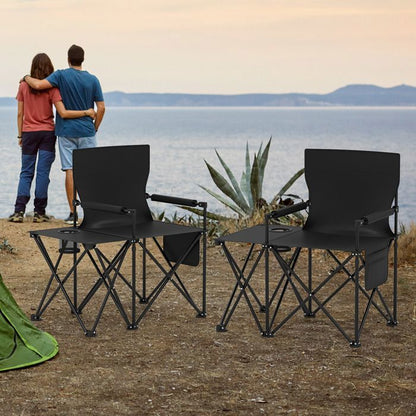 Lot de 2 Chaises de Jardin Extérieur Pliable COSTWAY, Cadre Léger en Aluminium, Dossier Réglable en 4 Positions, Sac Isotherme