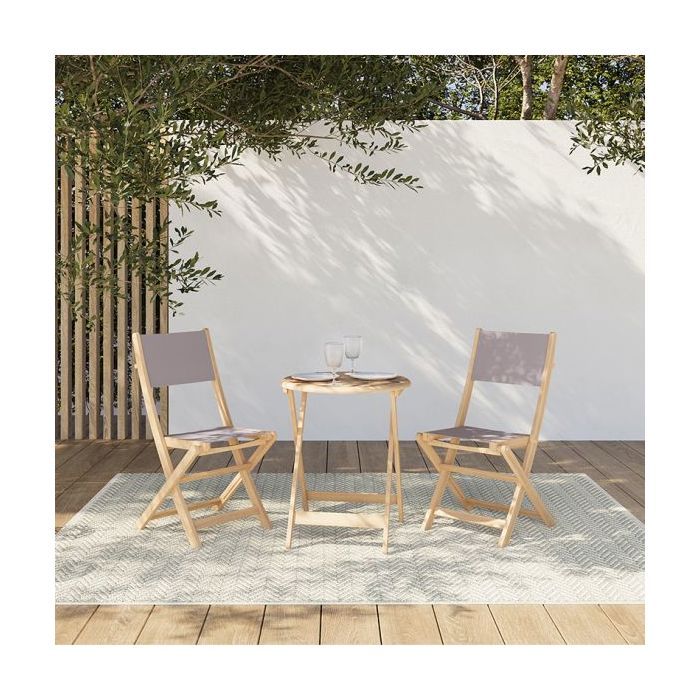 Lot de 2 chaises de jardin RIMINI en bois d'acacia FSC et textilène taupe