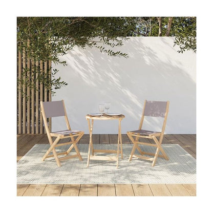 Lot de 2 chaises de jardin RIMINI en bois d'acacia FSC et textilène taupe