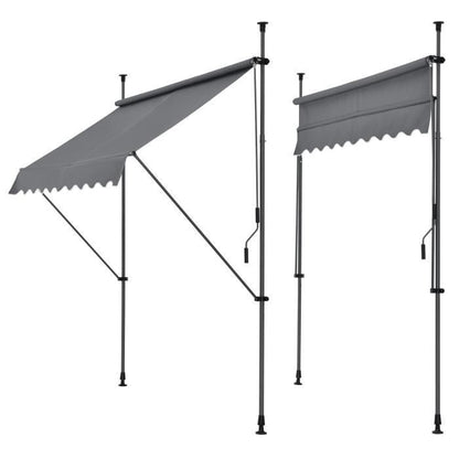 Store Banne Téléscopique Acier Polyester 200 x 120 x 220-309 cm Gris Ardoise