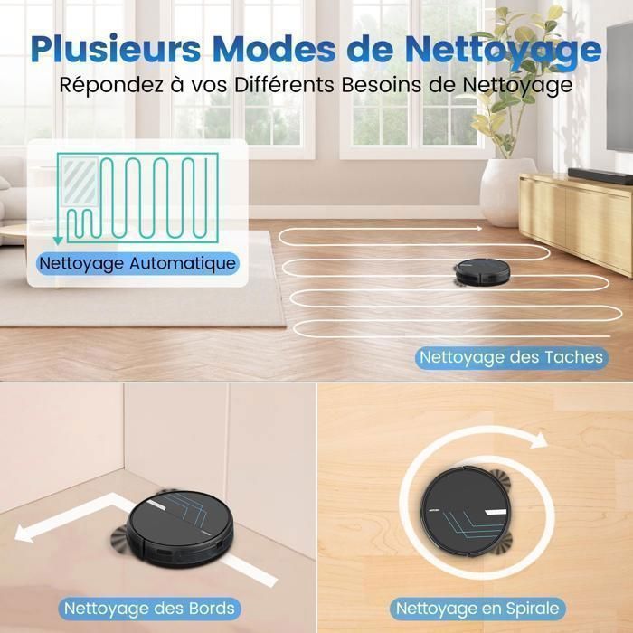 Aspirateur Robot Laveur 3 en 1 AIRROBO P30, 4000Pa Laveur Poils Animaux, 120Min, 7,8cm Ultra-Mince Silencieux, Charge-Auto