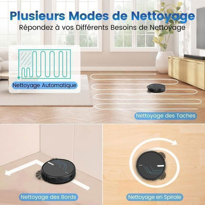 Aspirateur Robot Laveur 3 en 1 AIRROBO P30, 4000Pa Laveur Poils Animaux, 120Min, 7,8cm Ultra-Mince Silencieux, Charge-Auto