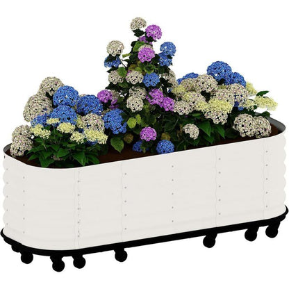 Bac Potager Surélevé sur roulettes 60x60x70 cm, Carré Potager Métal blanc avec réserve d'eau et freins, Jardinière auto-arrosante