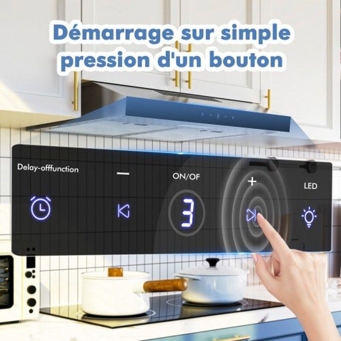 FIREGAS hotte aspirante sous armoire 60cm, évacuation et recirculation avec filtre CC130, commande par écran tactile