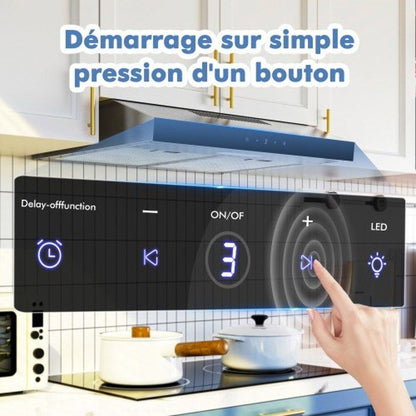 FIREGAS hotte aspirante sous armoire 60cm, évacuation et recirculation avec filtre CC130, commande par écran tactile