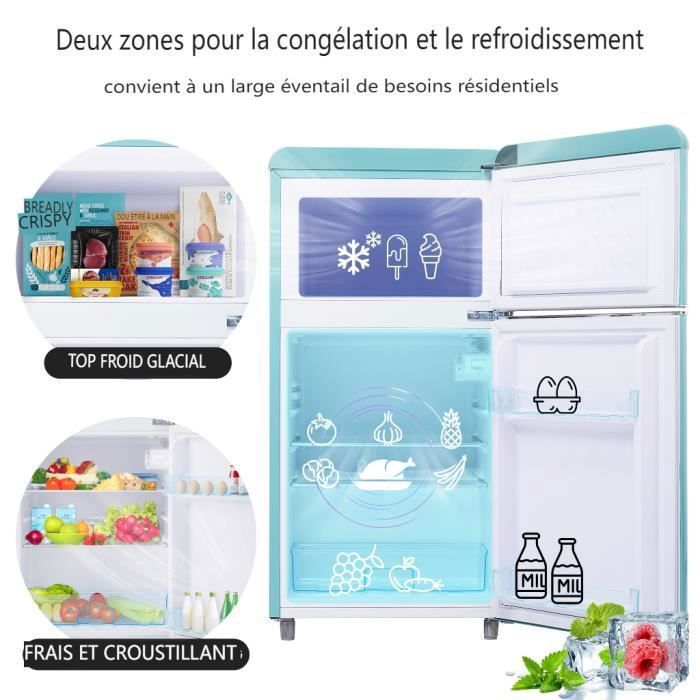 Réfrigérateur rétro - LANGTU - Retro 60L - 2 portes - Congélateur 22 L - 46 dB